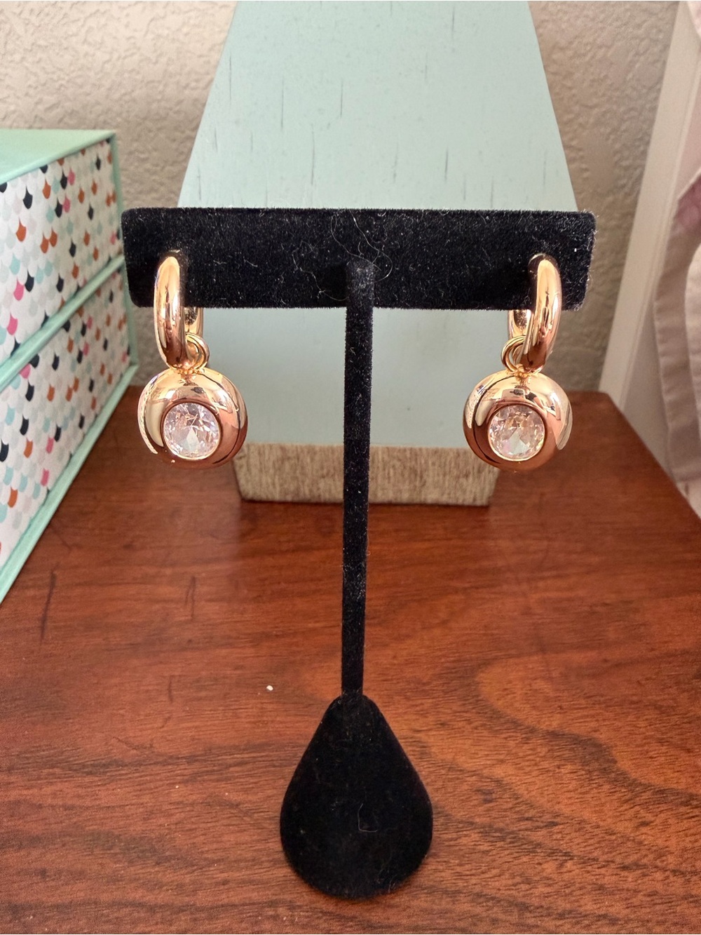 Anthropologie hoop earrings w removable bezel drop